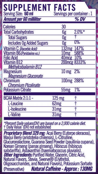 Madrat Shot Nutrition Info